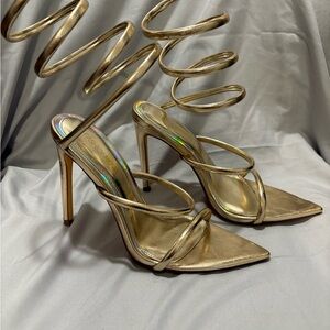 Fashion Nova Metallic Gold Spiral Heels
